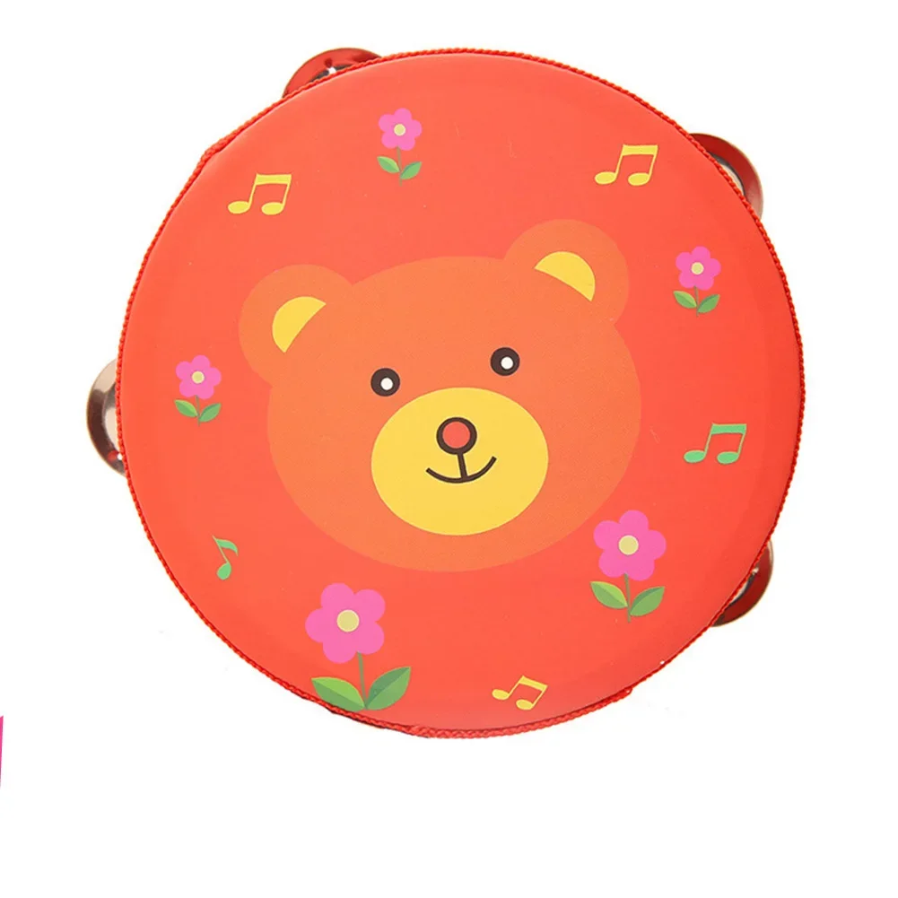 Tambourine Polyester Portable Wood 6 Inch Baby Gifts Cartoon