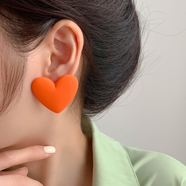 Pop Candy Color Acrylic Love  Earrings Simple Geometric Heart Earrings All-match Fashion Party Color Jewelry Earrings