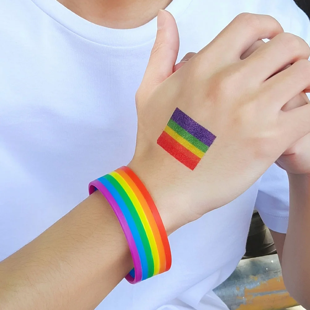 

3 Pcs Silicone Rainbow Bracelet Bracelets Wristband Accessories Rainbow-colored Bangles Silica Gel