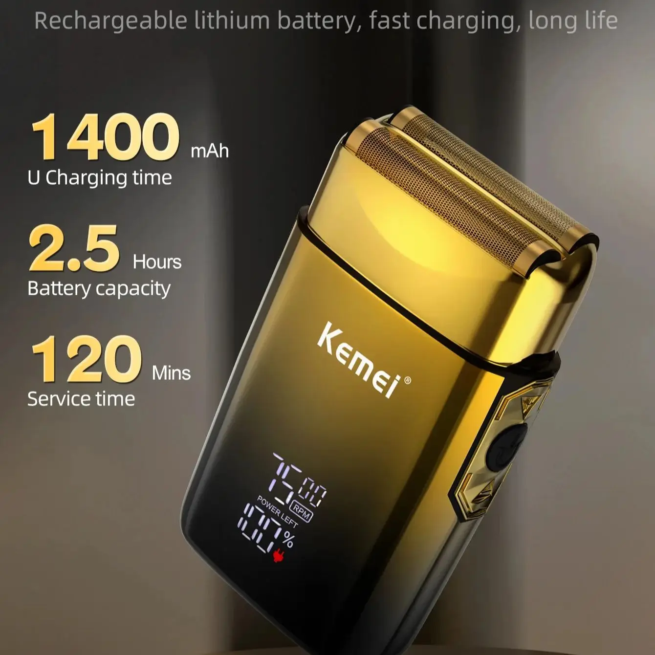 Electric Shaver Kemei TX10 LED Display Rechargeable