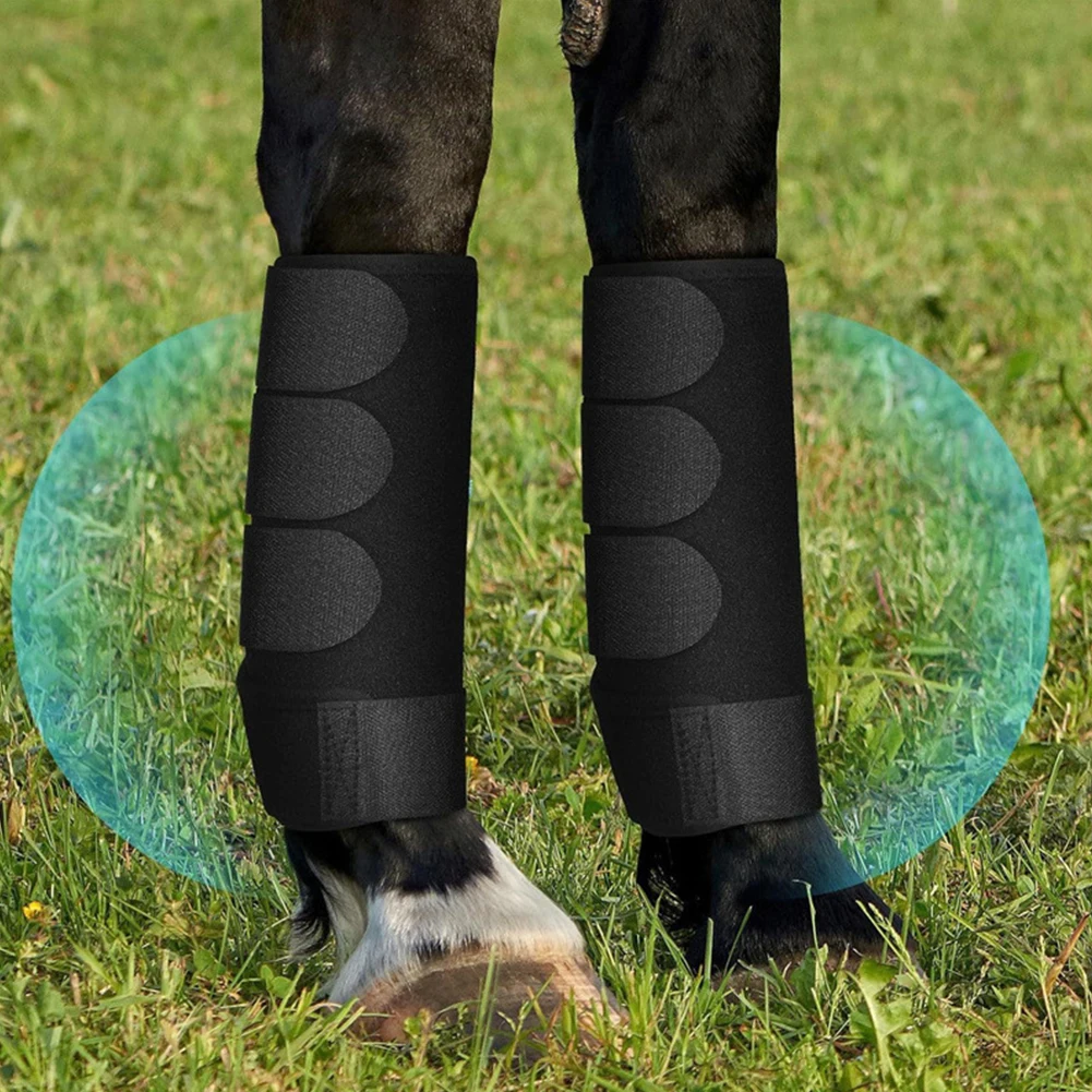 2x Horse Boots Shock Absorbing Horse Leg Wraps Adjustable Horse Leg Protectors for Jumping Training Equestrian Equipment 4