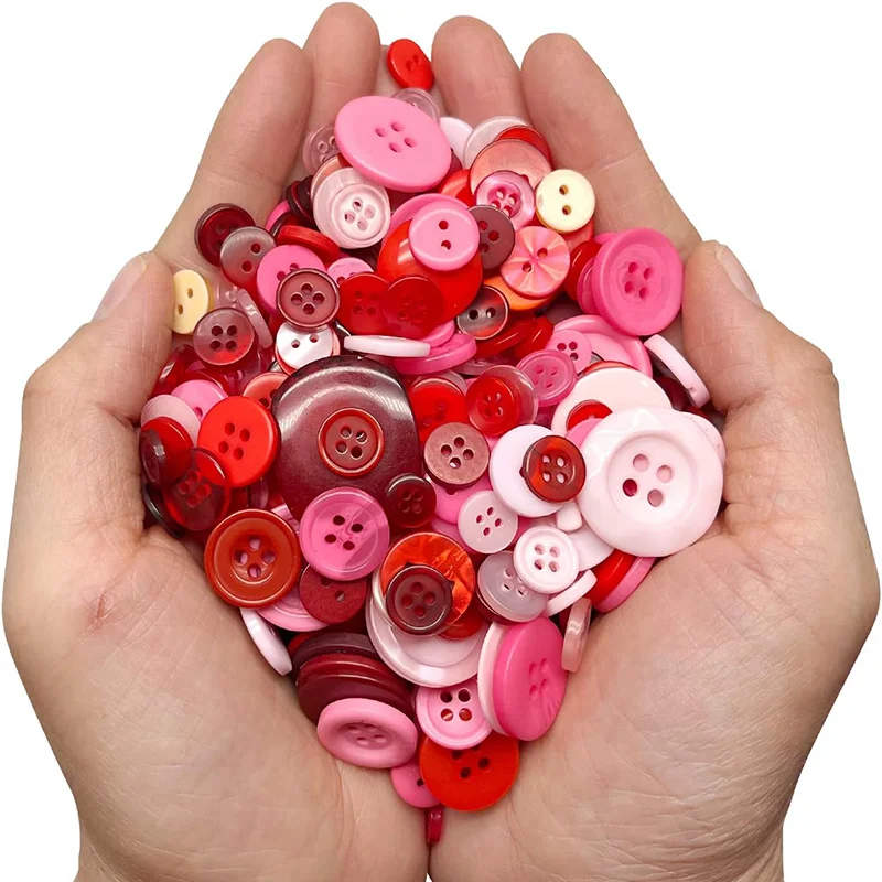 100Pcs 1-3cm Round Resin Buttons Mixed Color Button Kids Manual Button Painting 2/4Holes Button for DIY Craft Sewing Accessories 3