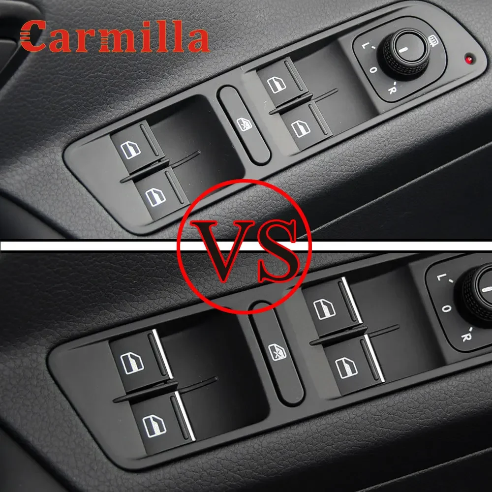 Car Moulding Decoration Interior Mouldings Interior Moulding Trim Strip Carmilla for Skoda Octavia Fabia 2 Yeti Car Door Window Lift Button Switch Sequin Interior Mouldings ABS Chrome Trim Accessories