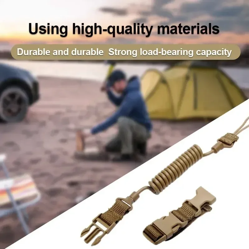 Military Tactical Lanyard Multi-purpose Spring Lanyard Pistol Secure Rifle Sling Strap Shooting Hunting Gun Accessories elastic lanyard rope