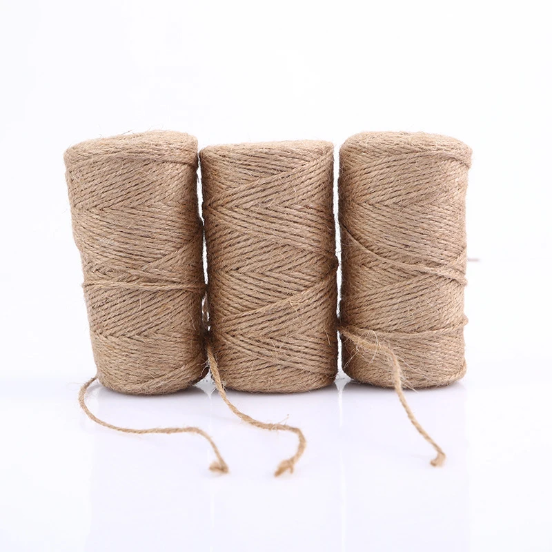 Jute Rope 100M 1mm 2mm 3mm Natural Burlap Hessian Jute Twine Cord Hemp Rope String Gift Packing Christmas Event Party Supplies