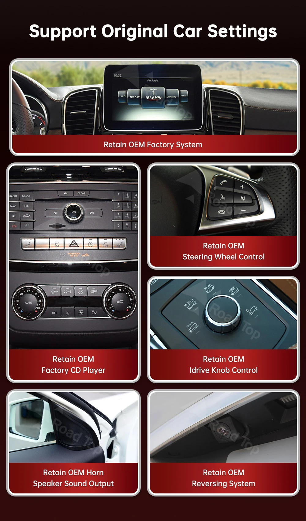 RoadTop 12,3-Zoll Kabelloses CarPlay Android Auto Multimedia Linux Touchscreen für Mercedes-Benz GLE GLS 2016-2018 NTG5.0 System – Detail 7