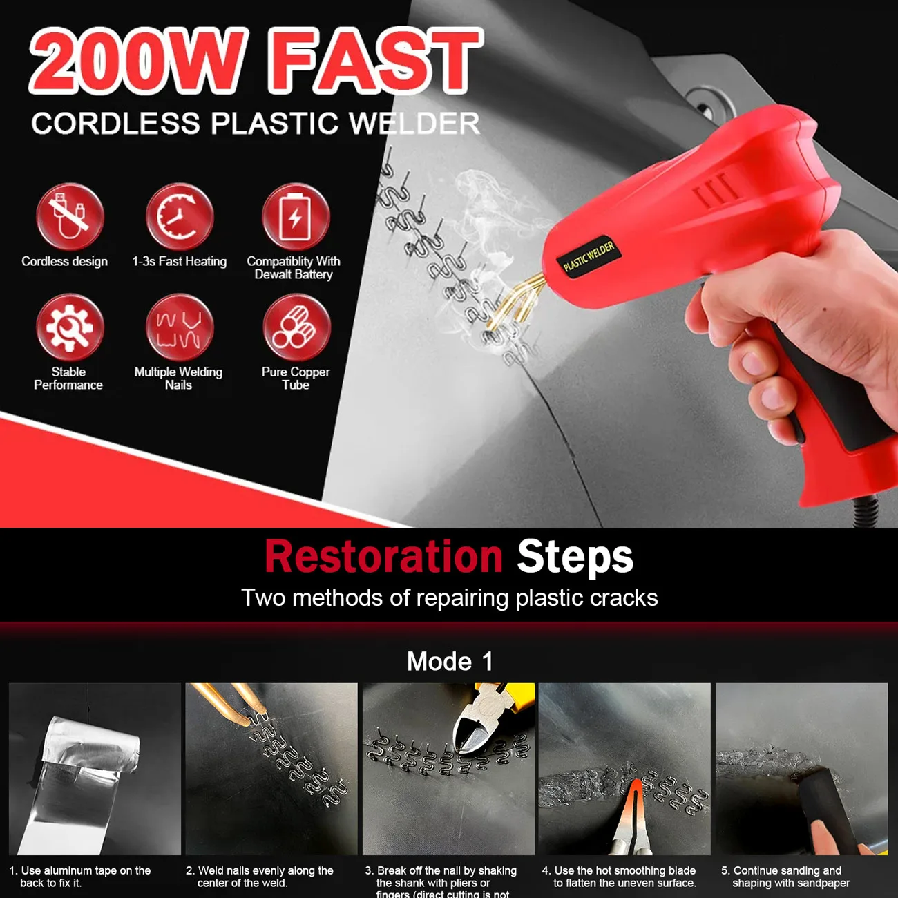 جهاز لحام بلاستيك متعدد الوظائف، مزود بأداة لحام ح...