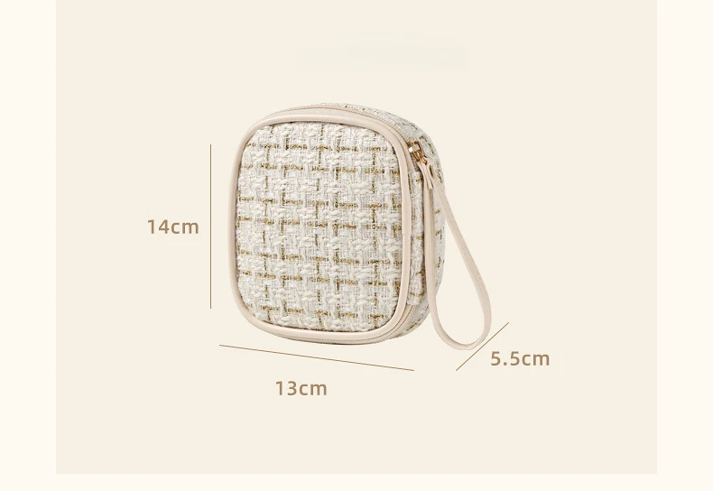 Square Plaid Cosmetic Bags Large Capacity Lipstick Toiletry Makeup Case Money Card Pouch Small Tampon Sanitary Napkin_voghion.com