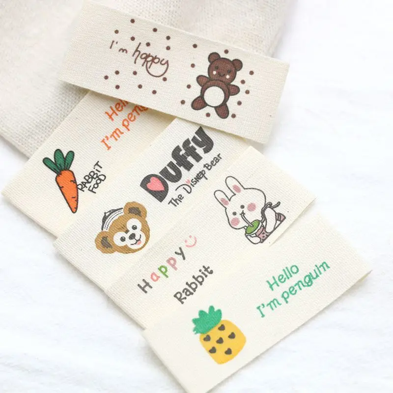 &zwnj;10pcs Cartoon Cotton Woven clothes Labels for Hair Scrunchies, DIY Handmade Crafts Sewing Accessories & Fabric Tags&zwnj;