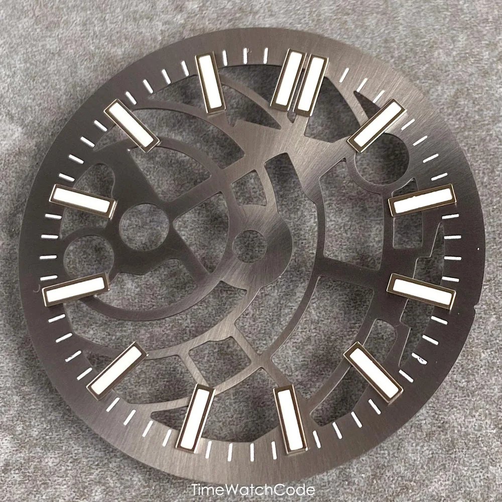 Skeleton Watch Dial with Metallic & Luminous Indices - 29mm