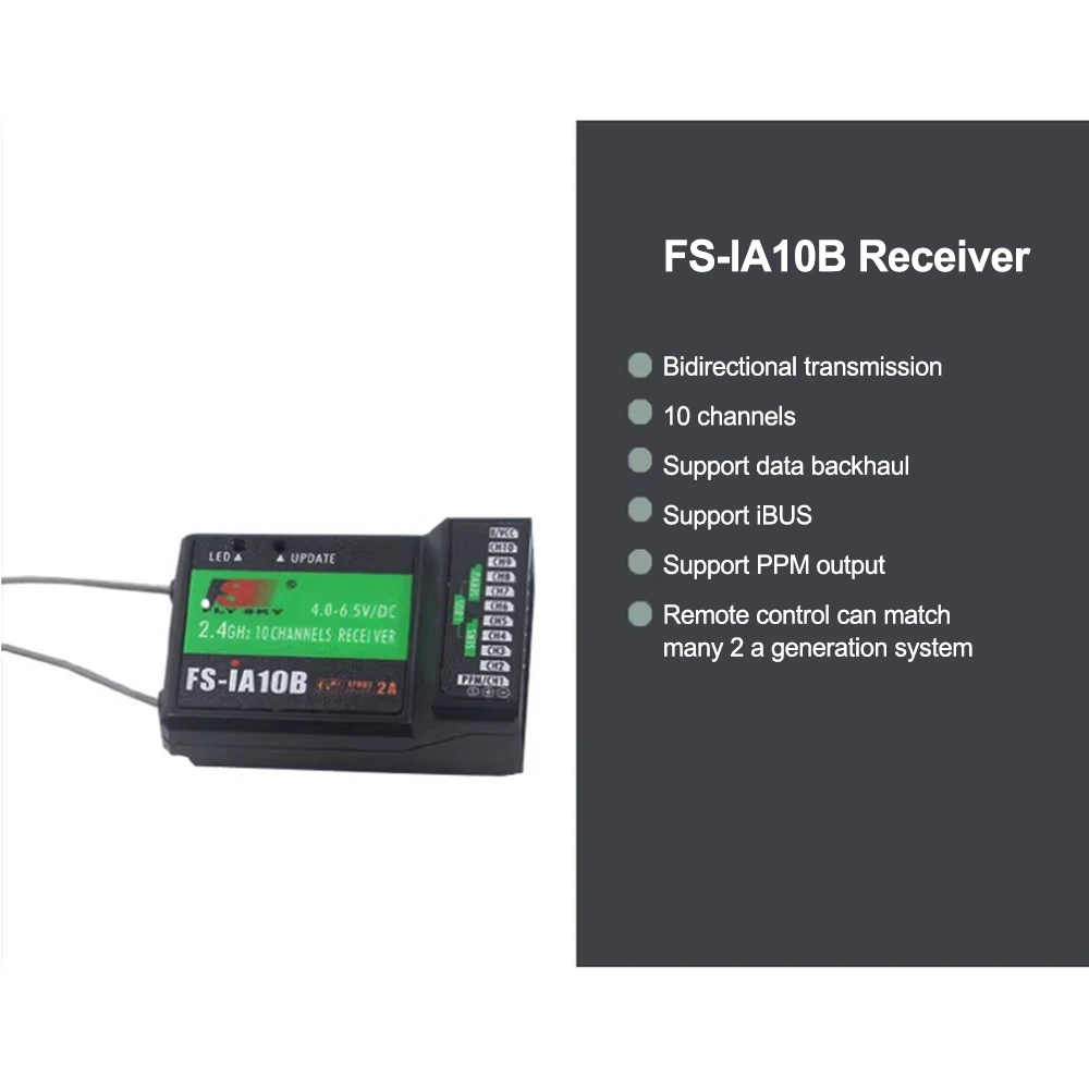 Récepteur Flysky FS-iA10B 10 canaux 2.4GHz pour RC
