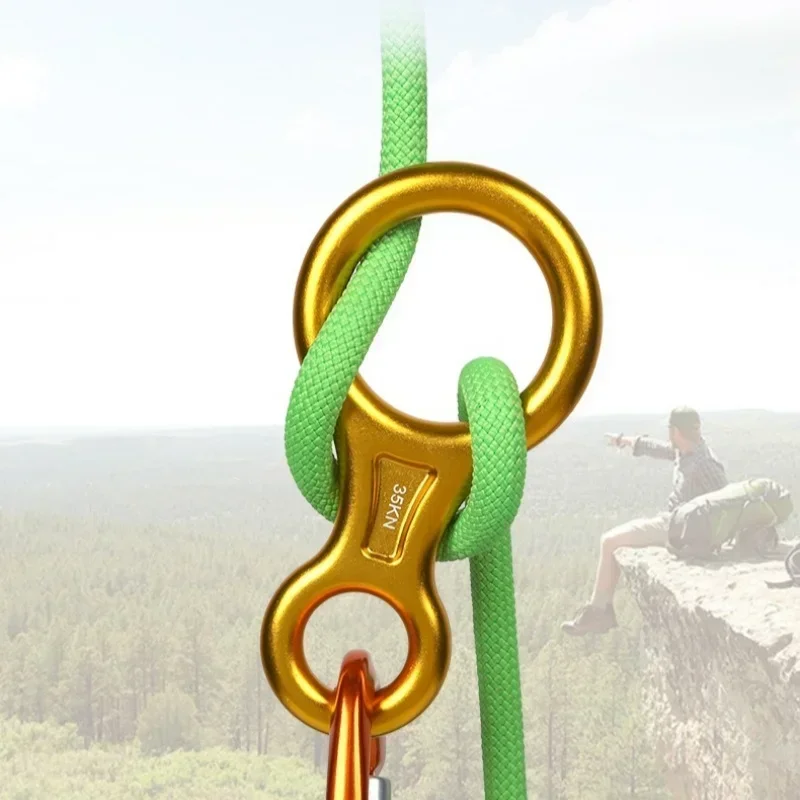 1Pcs Rock Climbing Carabine 8 Shape Rigging Descender Aluminum Figure Belay Device Abseiling 35kN Eight Ring Downhill Equipment