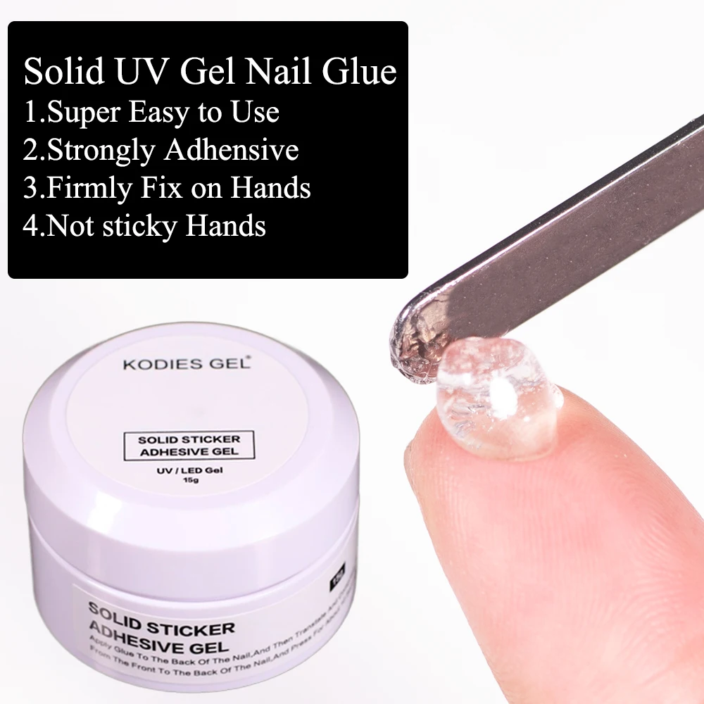 KODIES GEL Solid Nail Glue 15g False Nail Tips Glue Adhesive Strong Manicure Press On Nails Pudding Gel for Extension Prolong Ar 3
