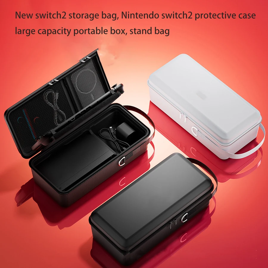 Novo para switch 2 saco de armazenamento com capa protetora oled, saco de suporte de casca dura portátil de grande capacidade