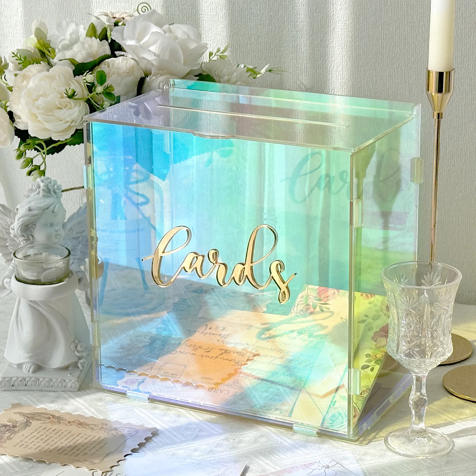 Acrylic Card Box Colorful Gift Card Box For Wedding Decorations Party Reception Anniversary Birthday Graduation