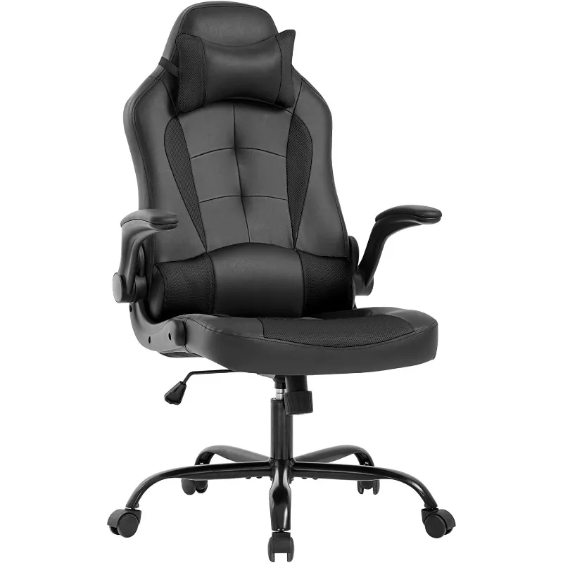 

BestOffice PC Gaming Chair Ergonomic Office Chair Desk Chair with Lumbar Support Flip Up Arms Headrest PU Leather Executive