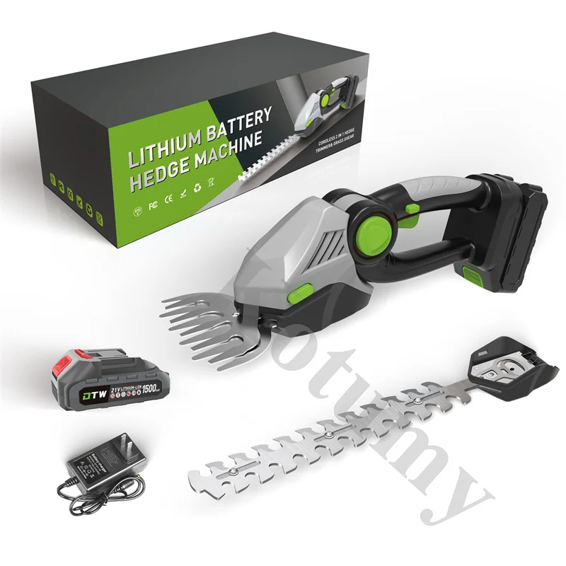 2 In 1 Cordless Electric Hedge Trimmer Rechargeable Handheld Household Lawn Shrub Weeding Pruning Mower Garden Tools 6