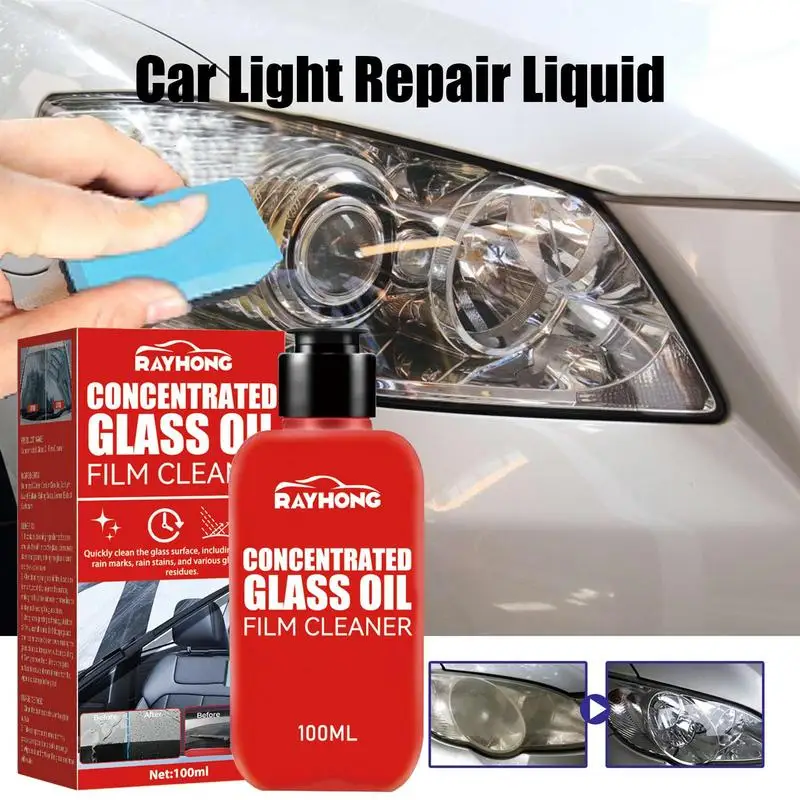 

Car Glass Oil Film Remover 100ml Powerful Car Glass Cleaner With Sponge & Towel Restore Clear Visor For TintedNon Tinted Window