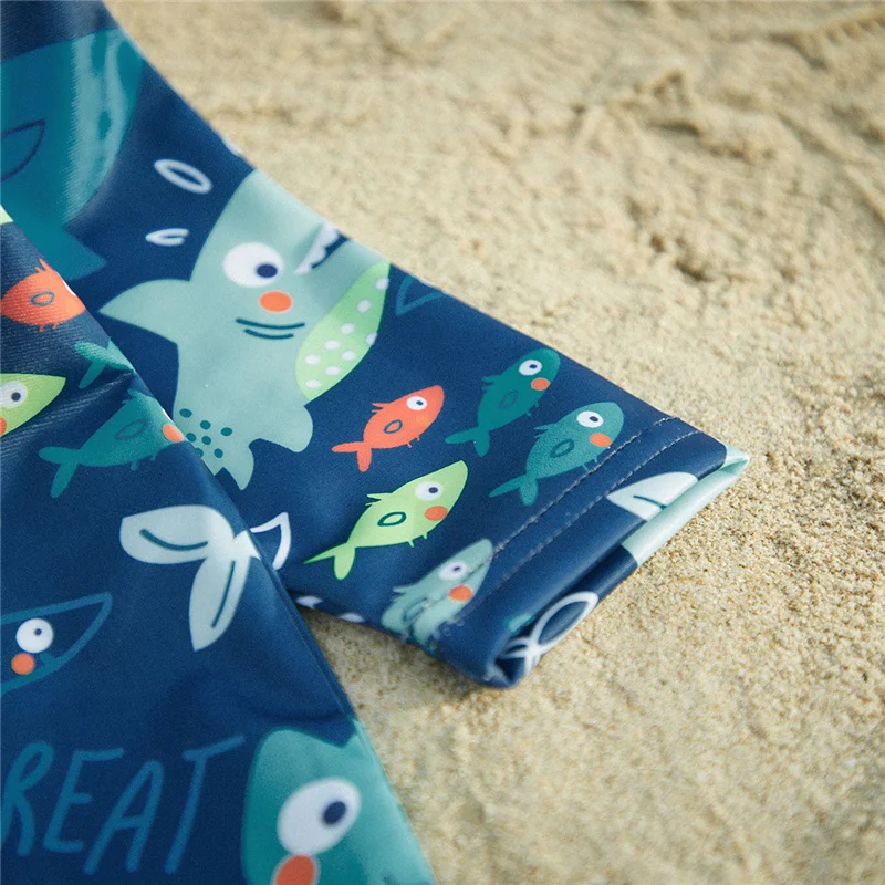 Suefunskry Baby Boys Rash Guard, Long Sleeve Zip-up Letter/Coconut Tree  Print Swimsuit Summer Swimwear