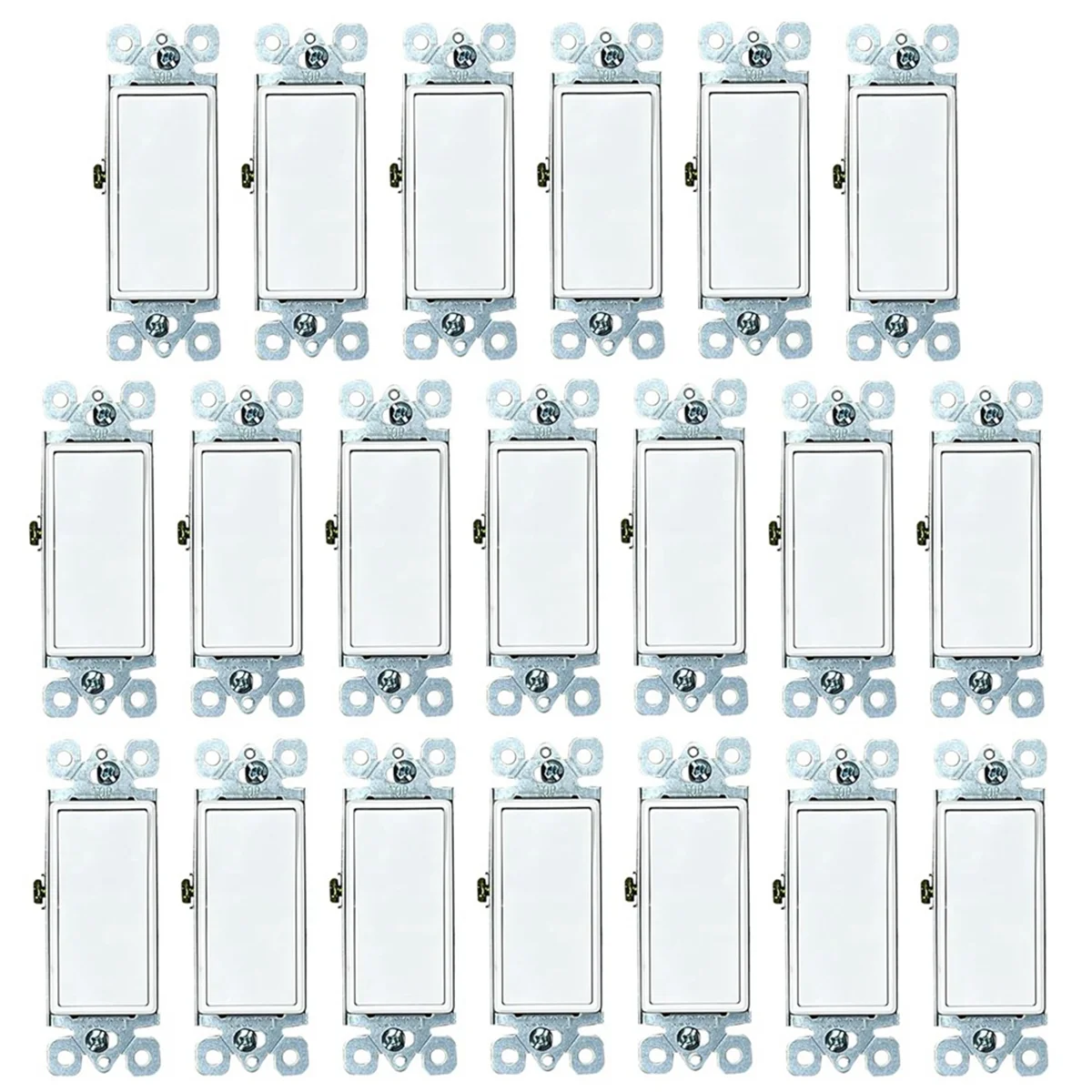 

20-Pack Decorator Paddle Rocker Light Switch, Single Pole, 3-Wire, Grounding 15A 120V-277V, White