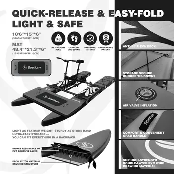 US/AU/ES Shipping Spatium Water Bikes Portable Inflatable Fishing Water Bike Pedal Bike Boats +Mat Water Sports For 1-2 People 5