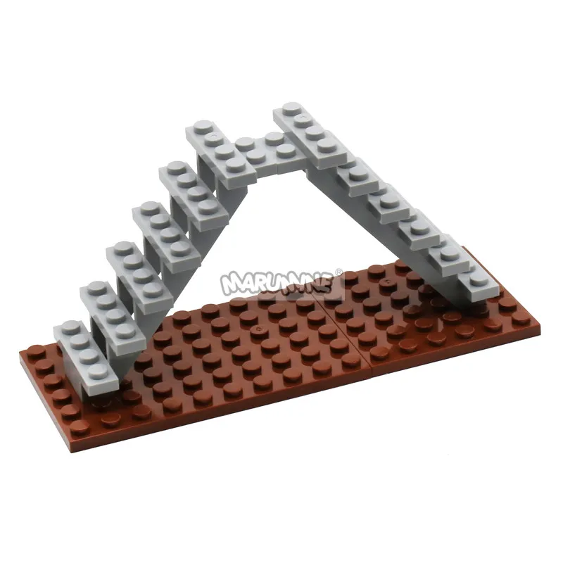 Marumine 10PC 계단 MOC 벽돌 7x4x6 집 계단 스트레이트 오픈 30134 단계 사다리 모듈 형 내 도시 빌딩 블록 입자
