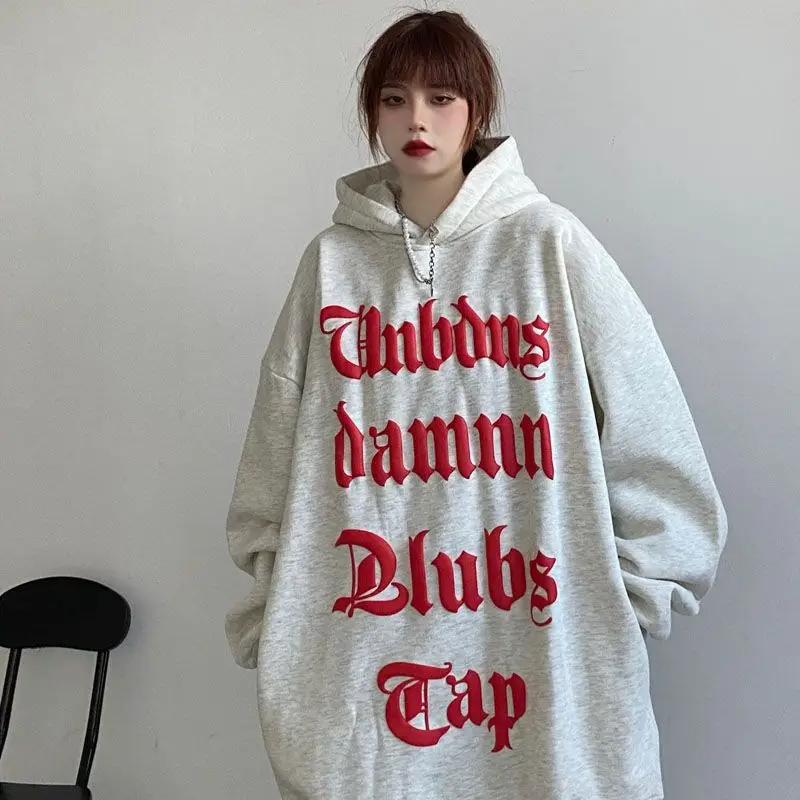 

American Street Autumn and Winter Couples Hip Hop Personality Letter Printed Hooded Sweater Men and Women Harajuku Casual Top