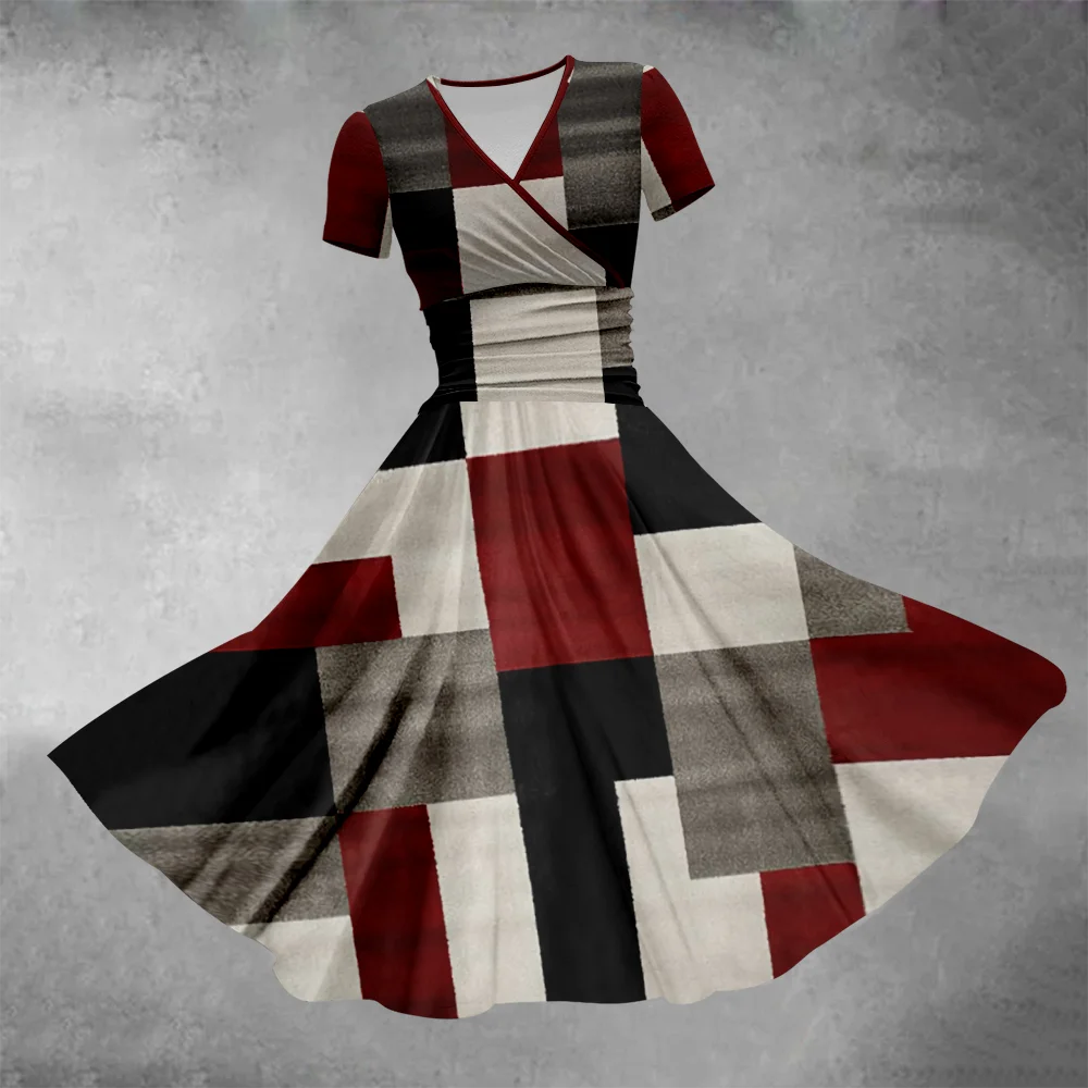 

Summer Dress 2024 Plaid Retro Maxi Dress Women Sexy Luxury Beach Stylish Party Vestido Evening Dresses Elegant Robe Girl Dresses