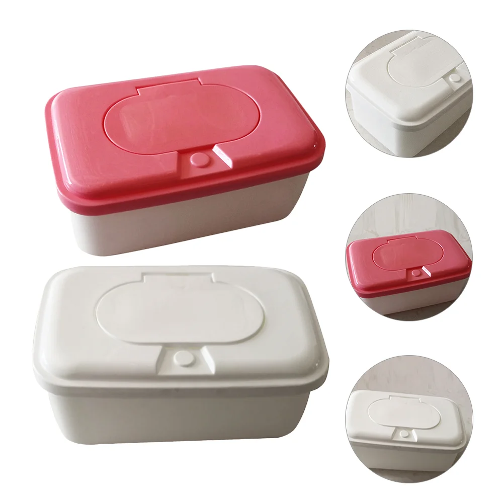 2 Pcs Wipe Box Tissue Holder Wet Wipes Container Toilet Stand Paper Plastic Baby 2