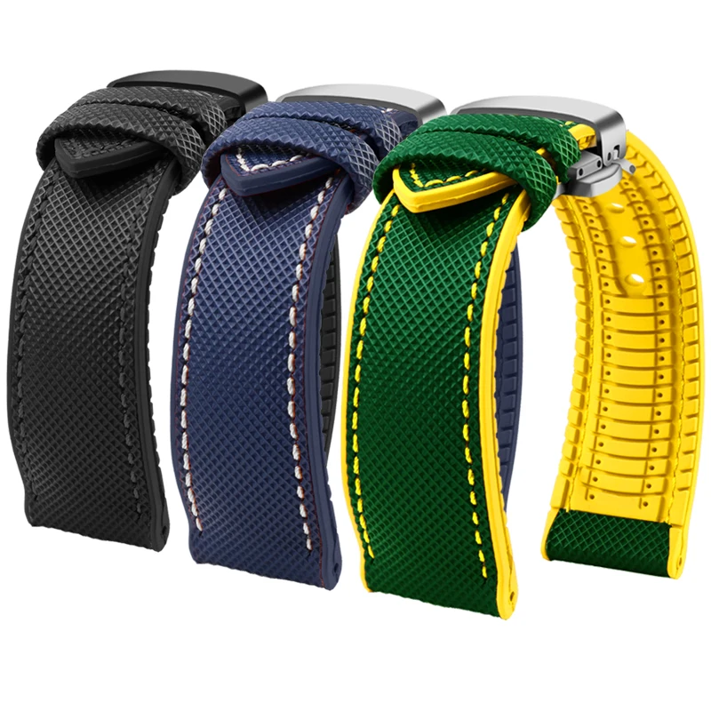 Durable Canvas Nylon Waterproof Watch Strap with Rubber Lining - Men's Watchband Accessories