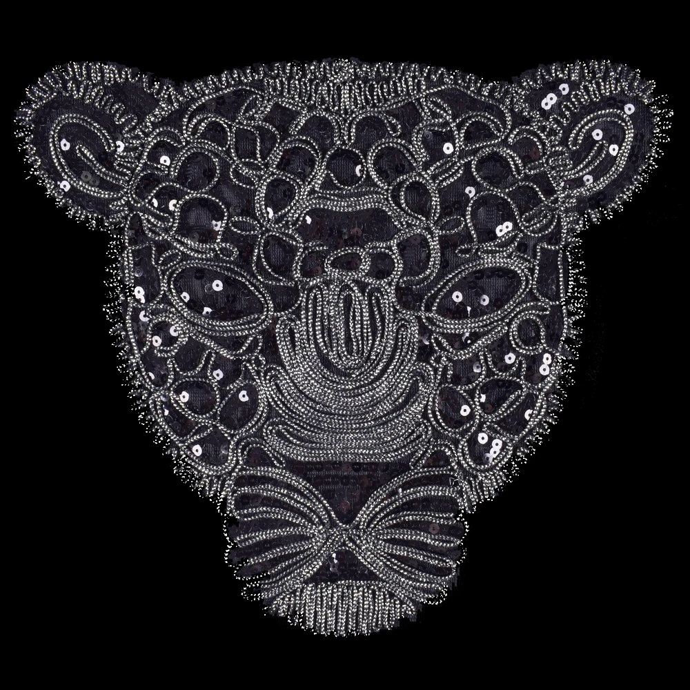 Black Gold Sequin Leopard Owl Eagle Patch for Clothing - Large Badge DIY Accessory
