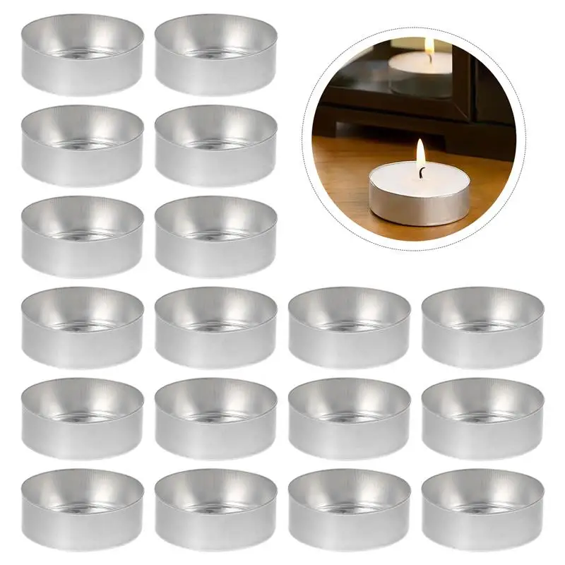 50pcs Tea Light Case Cups Empty Tins Container Making Wax Metal Tealight Containers Organizer