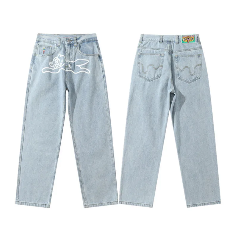2024 Ropa Y2K Fashion Flying Dog Print Cowboy Baggy Jeans Pants For Men Clothes Streetwear Gothic Denim Trousers Pantalon Homme 4