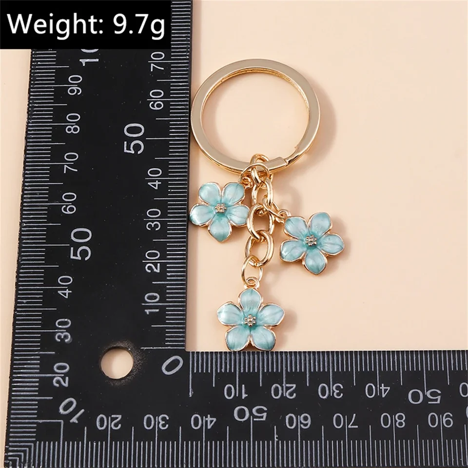Fuqimanman2020 Enamel Flower Charms Keychain – Cute Tassel Keyring, Alloy Metal, Purse & Bag Accessory, 1-4 Pcs