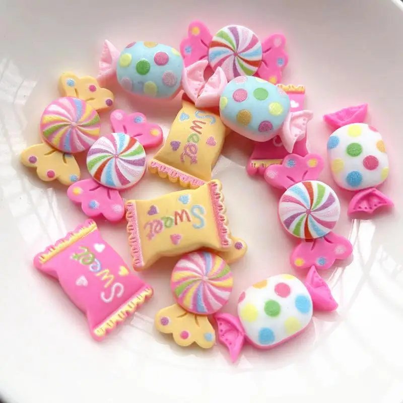 Jewelry Making Supplies 30PCS Imitation candy resin gem accessories flat back clip book DIY phone case patch jewelry accessories materials