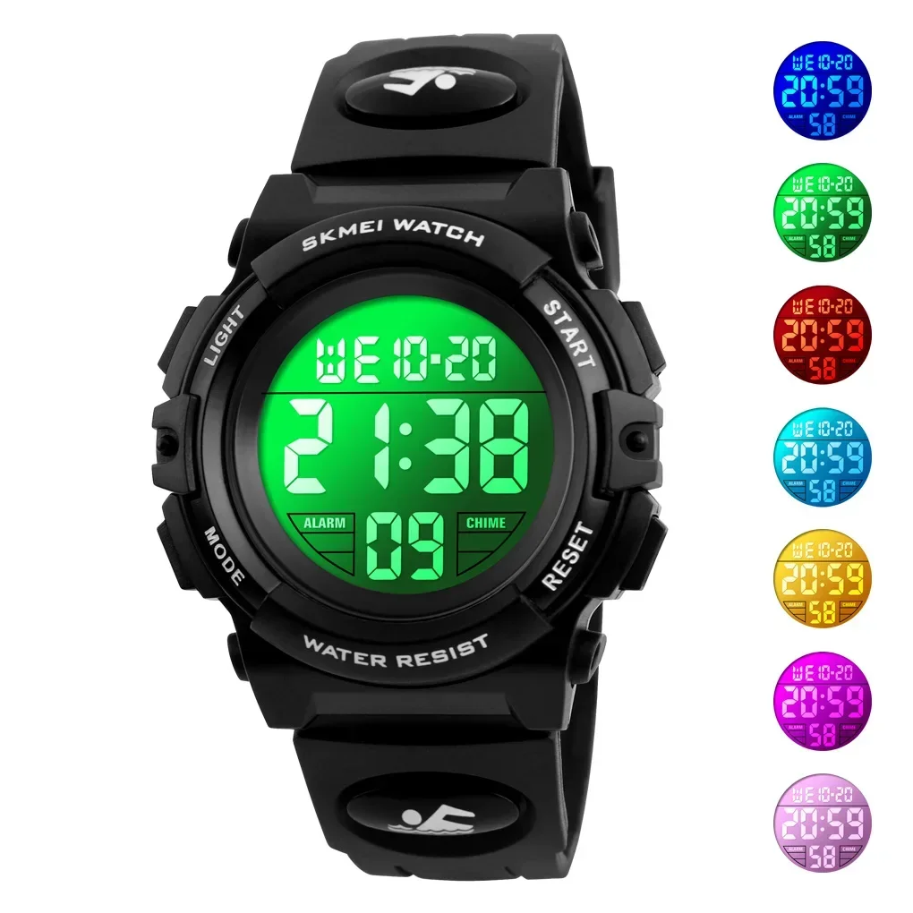 SKMEI 1266 Waterproof Sports Kids Wristwatches Children's Watches for Boy Girl Color LED Display Digital Alarm Clock 1548 Reloj