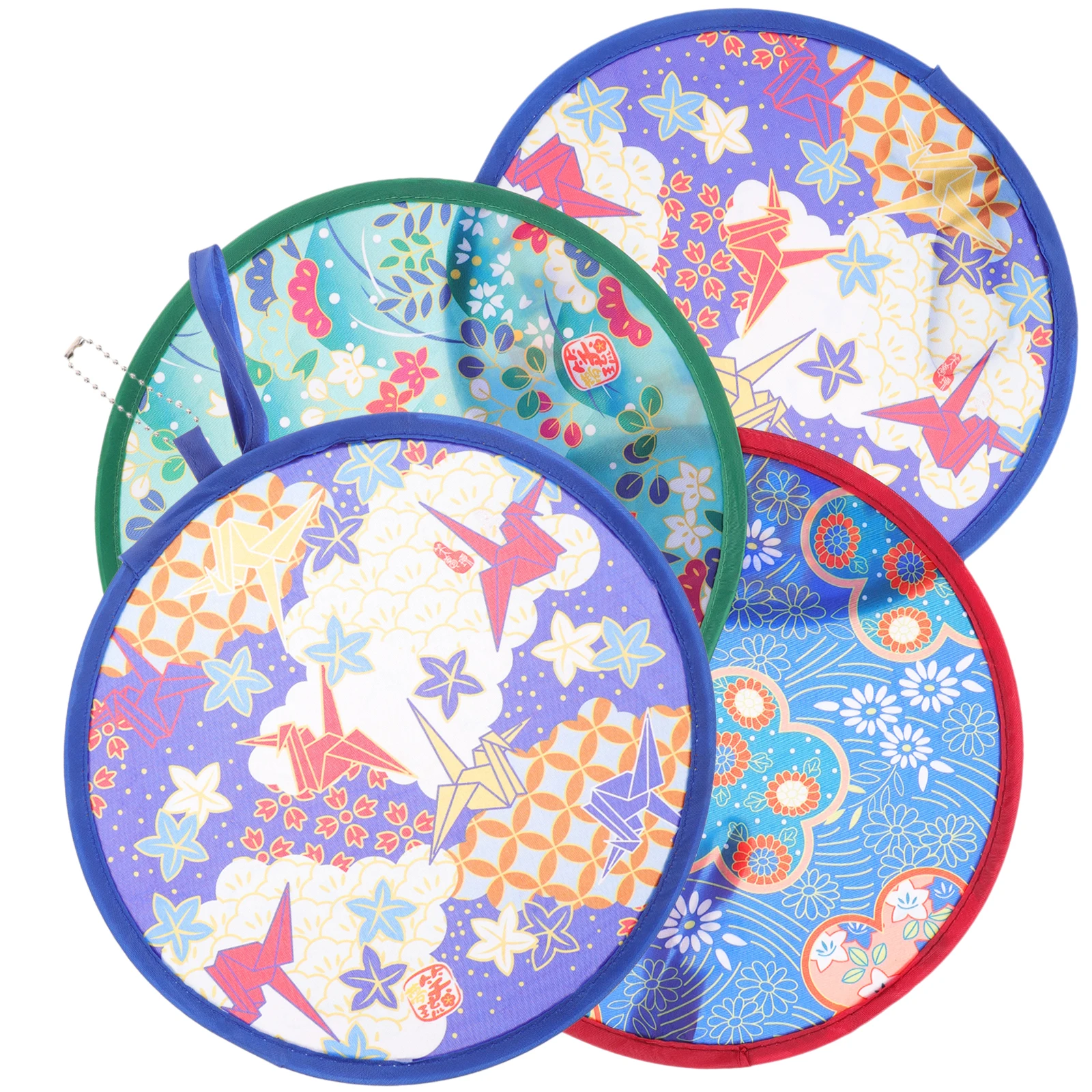 Folding Fan 4pcs Outdoor Playset Dance Paddle Handheld Circular Children Traditional Style Round For Woman