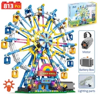 ZKZC City Friends MOC Rotating Ferris Wheel Building Blocks Electric Bricks with Light Toys for Children Christmas Gifts 1