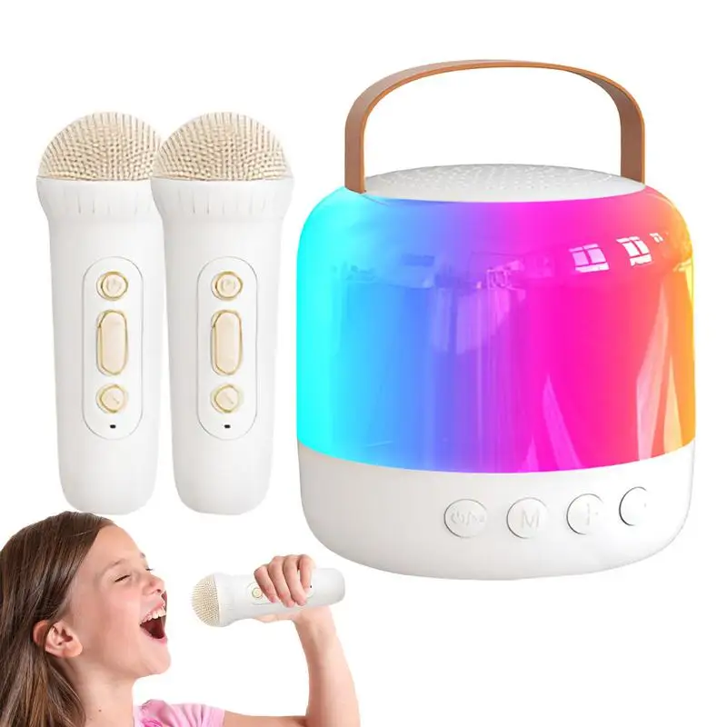 Karaoke Machine Portable Bluetooths Speaker System With 2 Wireless Colorful Microphones Home Family Singing Childrens Gifts
