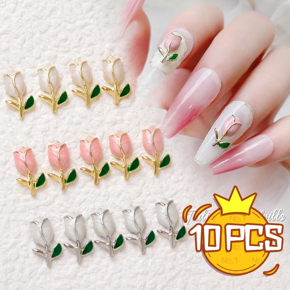 

10 шт. 3D роскошный Тюльпан для ногтей Искусственный металлический сплав очаровательный цветок украшение для ногтей Сделай Сам корейский дизайн аксессуары для ногтей
