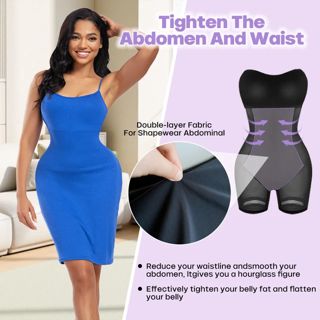 Slimming Tummy Control Backless 2 in 1 Sculpting Shaper Dress Sleeveless Bodycon Built-in Shapewear 2