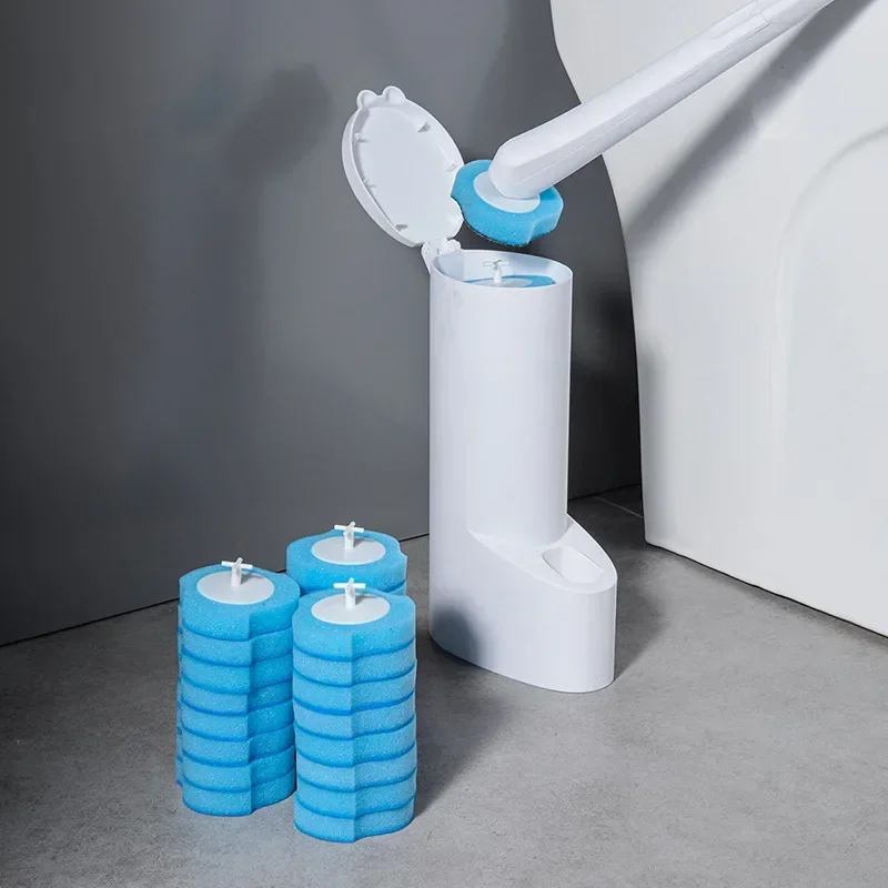 Set Spazzola WC Usa E Getta Con 16 Ricariche, Base E Manico – Sistema Pulizia Toilette Potente Ed Ecologico