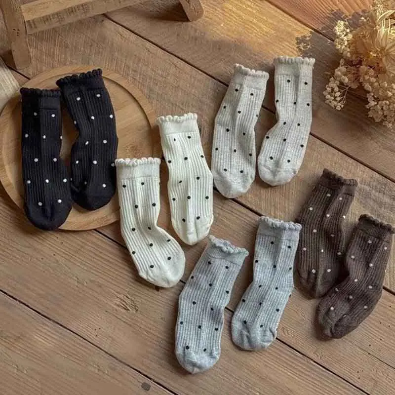 3/5Pairs Baby Socks Spring Summer Soft Comfortable Breathable Children Mesh Socks Kids Girls Calf Length Polka Dots Socks