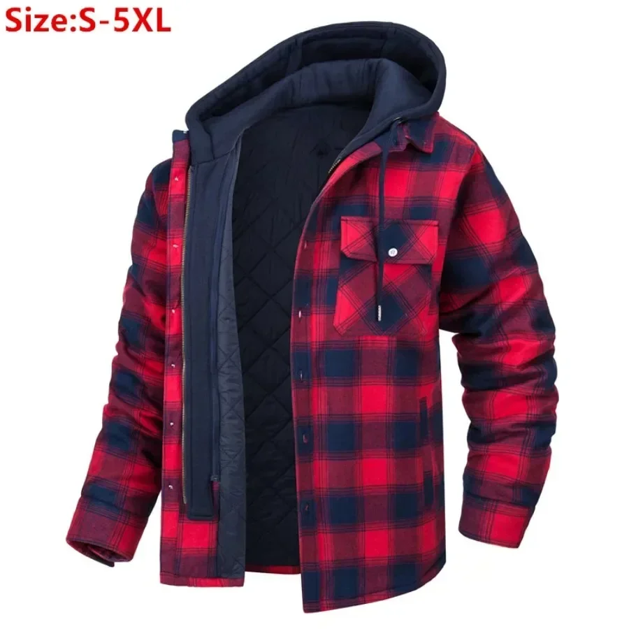 Chaqueta Con Capucha Hombre Lumberjack Forrada Sherpa - Estampado Cuadros, Acolchada, Tallas M A 3XL