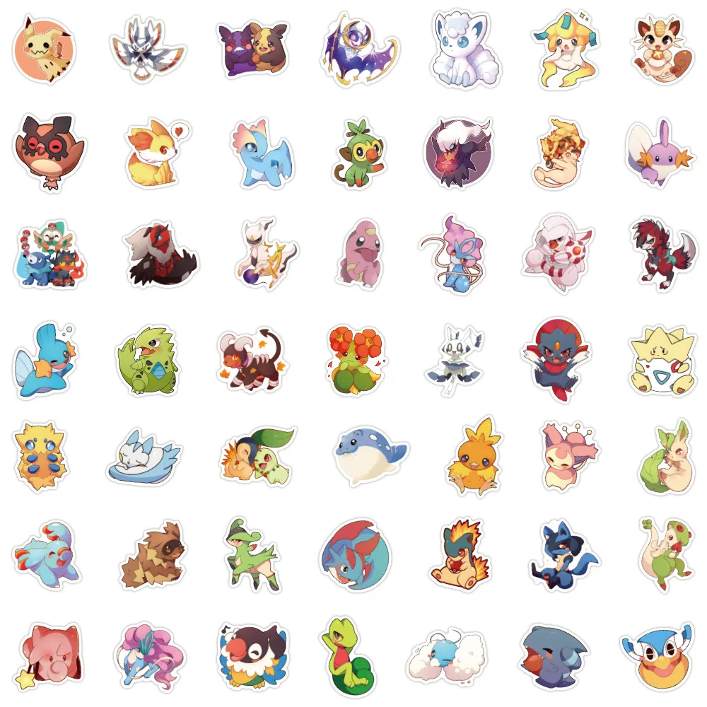 102Pcs Pokemon Stickers Kawaii Pikachu Skateboard Bicycle Guitar Laptop Kids Waterproof Stiker Anime Stickers Graffiti Character 6