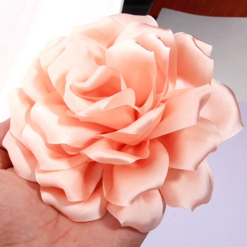 2 Stück 14 cm Chiffon Organza Stoff Rose Blumen Hochzeitskleid Mädchen Kleidung Kopfbedeckung Dekoration DIY für Haar Stirnbänder Zubehör – Detail 15