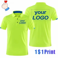 Polo de sport à séchage rapide à manches courtes, logo de marque d'entreprise imprimé personnalisé, t-shirt décontracté, 4XL, 2025 1