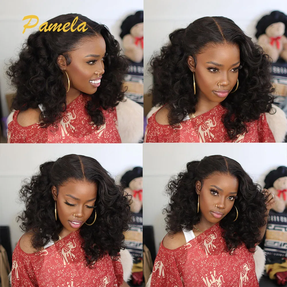 Short Wig Human Hair 250 Density  Loose Deep Wave 360 Full Lace Human Hair Wig Double Drawn Glueless Wigs Human Hair Ready To Go