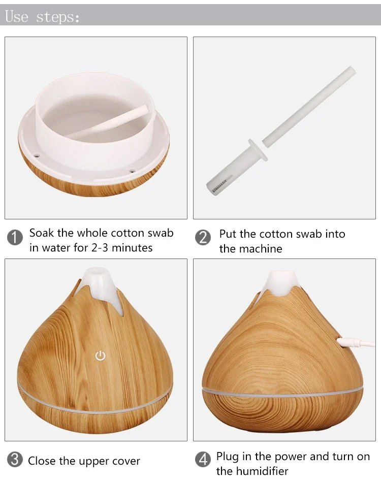 Aroma Diffuser Ultrasonic Wood Grain Humidifier With 7 Led Colors_voghion.com