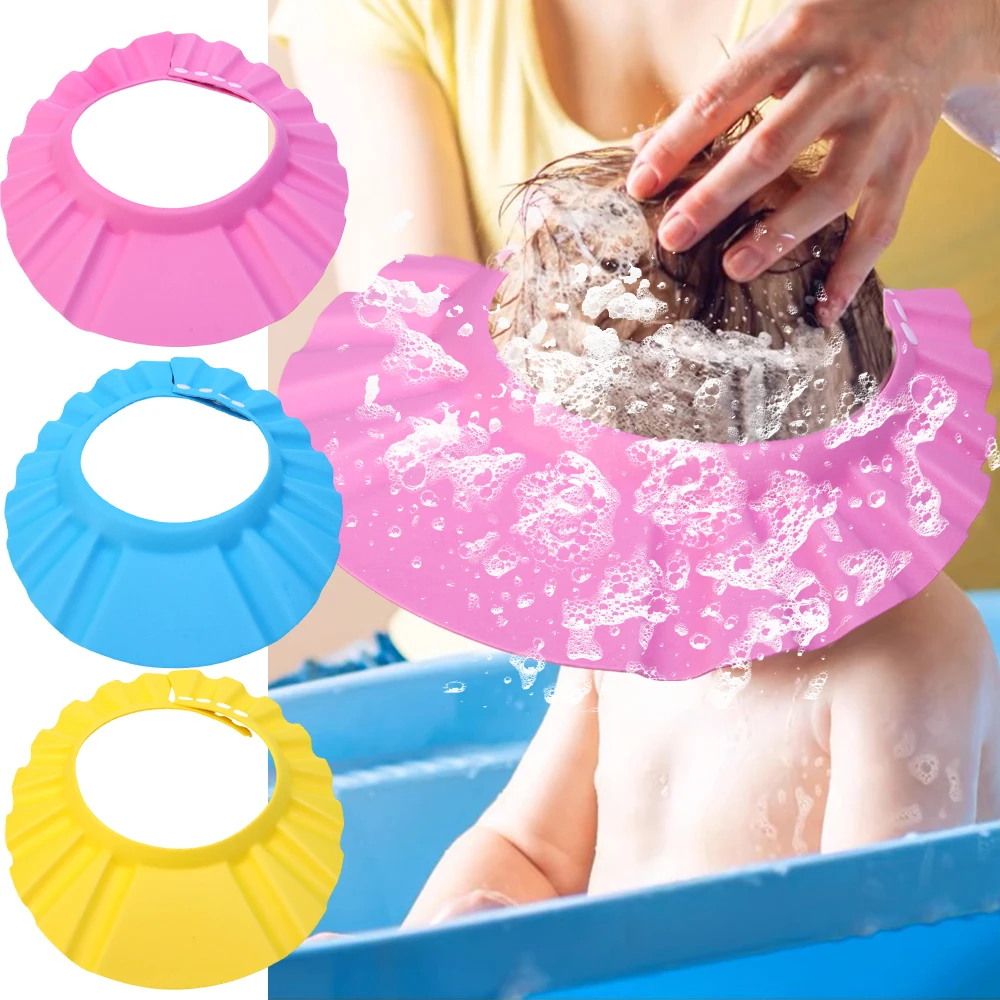 Adjustable Shower Cap Baby Children Shampoo Cap Children Shampoo Shower Helmet Ear Protection Accessories